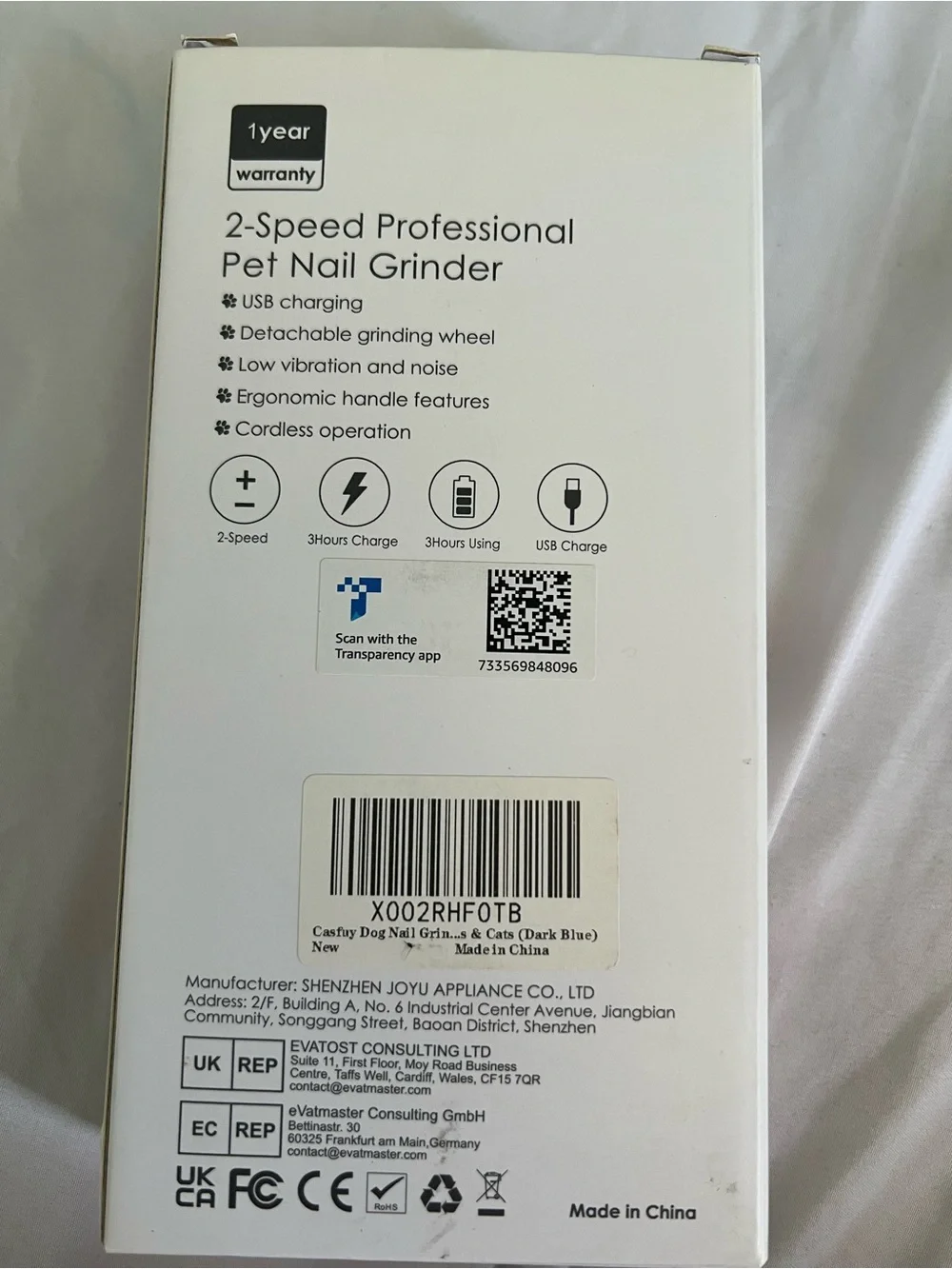 White Professional Pet Nail Grinder